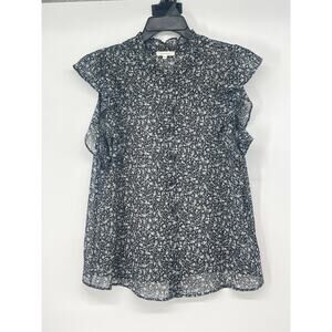 Pleione Anthropologie Sheer Dark‎ Floral Sleeveless Top Size S Cottage Fairy